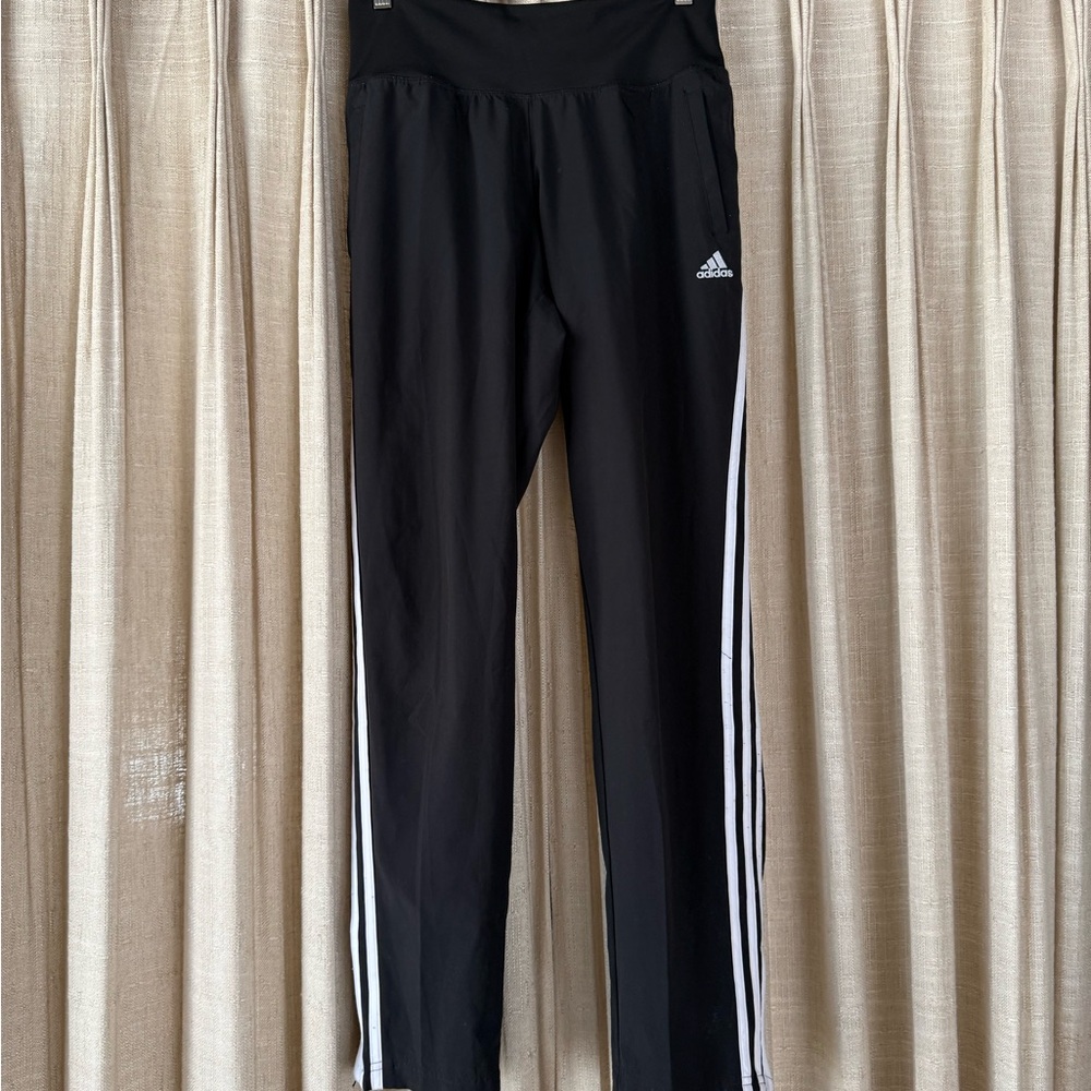 Adidas Women’s Black Leggings with White Stripes